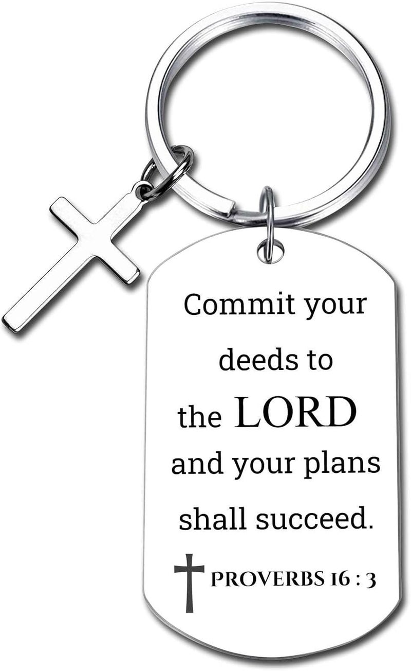 GiftYou Inspirational Scripture Metal Key Chains with Cross Pendant - Bible Verse Keychain Religious Gift for Christian - Image 1